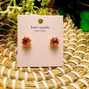 Kate Spade New York Pink Crystal Stud Earrings Rose Gold NWT